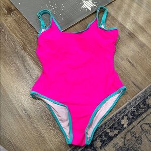 Pink and Blue One-Piece Swimsuit